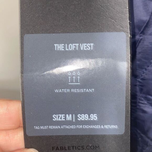 Fabletics Men's Navy The Loft Water Resistant Full Zip Quilted Vest Medium NWT - Picture 8 of 8